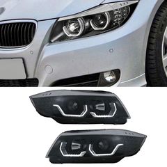 ΦΑΝΑΡΙΑ ΕΜΠΡΟΣ 3D LED Angel Eyes Headlights BMW 3 Series E90 Limousine E91 Touring (03.2005-08.2008) LHD Black