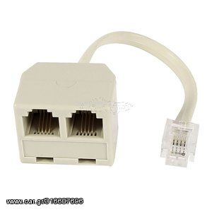 POWERTECH adapter 6p4c 1x αρσενικό 0.20cm σε 2x θηλυκό, RJ11, White (ADA-T001)