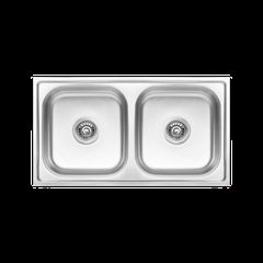 KUCHINOX - STANDARD SKS 320T Inox Νεροχύτης με 2 γούρνες 78x43cm Σαγρέ