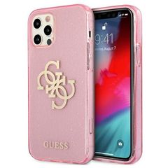 Guess GUHCP12LPCUGL4GPI iPhone 12 Pro Max 6.7 pink / pink hard case Glitter 4G Big Logo