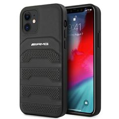 AMG Leather Debossed Lines case for iPhone 12 mini - black