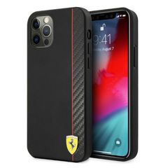 Ferrari FESAXHCP12LBK iPhone 12 Pro Max 6,7" black hardcase On Track Carbon Stripe