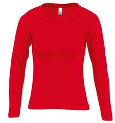 Sol's Majestic - 11425 Γυναικειο μακρυμάνικο t-shirt Jersey 150 γρ. - 100% βαμβάκι Ringspun σεμί-πενιέ RED-145