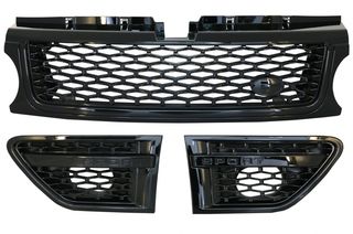 Σετ Μάσκα και Γρίλιες – Central Grille and Side Vents Assembly suitable for Land Range Rover Sport L320 Facelift (2009-2013) Autobiography Look All Black Edition