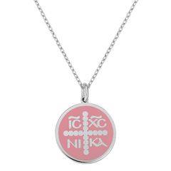 Κολιέ Κωνσταντινάτο σε Ασήμι 925 με Επιπλατίνωμα και Ρόζ Σμάλτο / AK-16395RL1