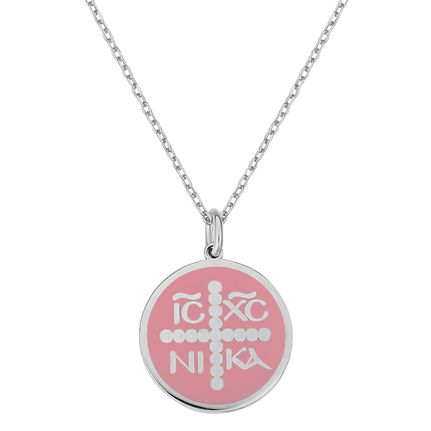 Κολιέ Κωνσταντινάτο σε Ασήμι 925 με Επιπλατίνωμα και Ρόζ Σμάλτο / AK-16395RL1