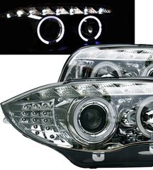 ΦΑΝΑΡΙΑ ΕΜΠΡΟΣ BMW E81 E82 E87 E88 chrome LED Angel eyes