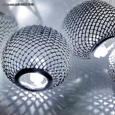 Μεταλλικές μπάλες LED γιρλάντα 150cm-10leds σε ψυχρό φως 27-00366