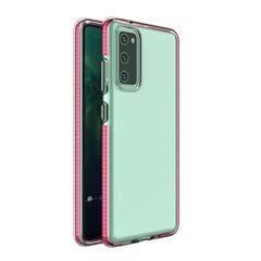 Spring Case clear TPU gel protective cover with colorful frame for Samsung Galaxy A72 4G light pink