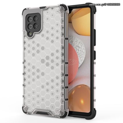 Honeycomb Case armor cover with TPU Bumper for Samsung Galaxy A42 5G transparent