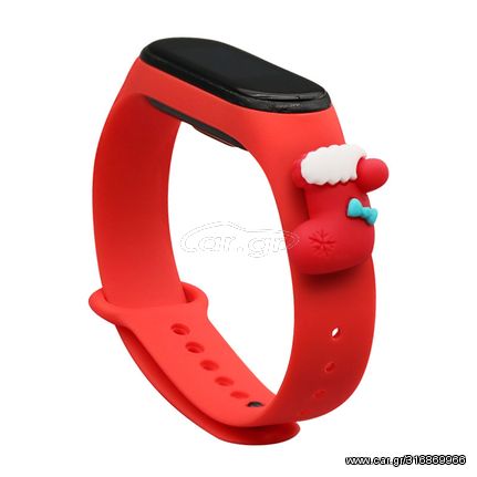 Strap Xmas Wristband for Xiaomi Mi Band 4 / Mi Band 3 Christmas Silicone Strap Bracelet Red (Sock)