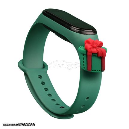 Strap Xmas Wristband for Xiaomi Mi Band 6 / Mi Band 5 Christmas Silicone Strap Bracelet Dark Green (Gift)