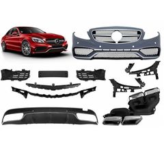 Body Kit Για Mercedes-Benz C-Class W205 14-18 Sedan Amg C63 Look Με Μάσκα & Μπούκες