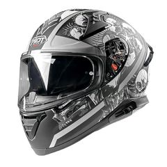 ΚΡΑΝΟΣ PILOT SNAKE SKULL MATT ΜΑΥΡΟ ΓΚΡΙ + SUN VISOR ECE.2206