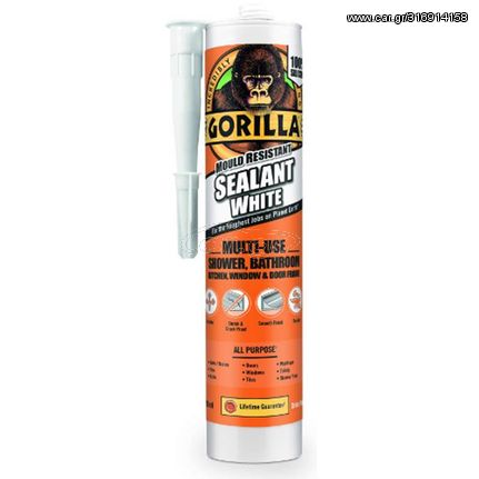 100%  Σιλικόνη Λευκή σε Φυσίγγιο 295ml Gorilla Sealant White