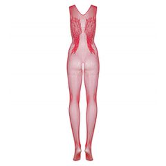 Plus Size Obsessive Red Knitted Floral Bodystocking-thumb-2