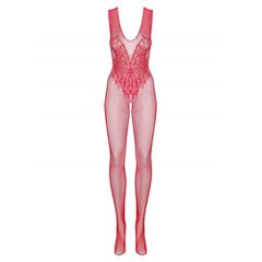 Plus Size Obsessive Red Knitted Floral Bodystocking-thumb-1