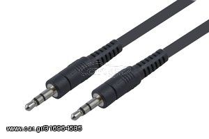 POWERTECH καλώδιο stereo 3.5mm CAB-J001, AUX, nickel plated, 1.5m, μαύρο