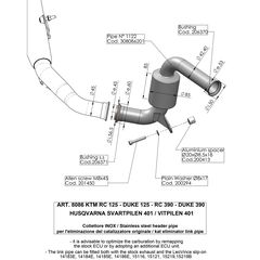 Leovince Κατάργηση Καταλύτη S.Steel  KTM DUKE 125 2017 - 2020//RC 125 2017 - 2020//DUKE 390 2017 - 2020//RC 390 2017 - 2020