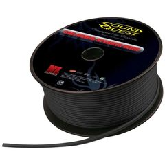 Value Series 12 Gauge 250 ft spool Finely stranded CCA wire PVC insulation for chemical and heat resistance Translucent Matte Black jacket is printed with easy to read polarity and foot markers 100