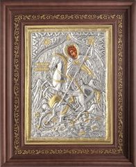 Εικόνα "Άγιος Δημήτριος" με επικάλυψη από φύλλο ασήμι 925 και τοπικό επιχρύσωμα ΚΩΔ. 1000 35x43