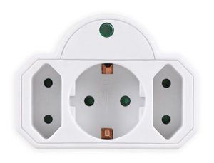 POWERTECH αντάπτορας ρεύματος PT-816, 1x schuko, 2x euro, 16A, λευκός