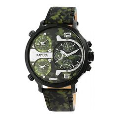 Raptor Limited Maxx, Men's Watch, Green / Black Leather Strap RA20130-011