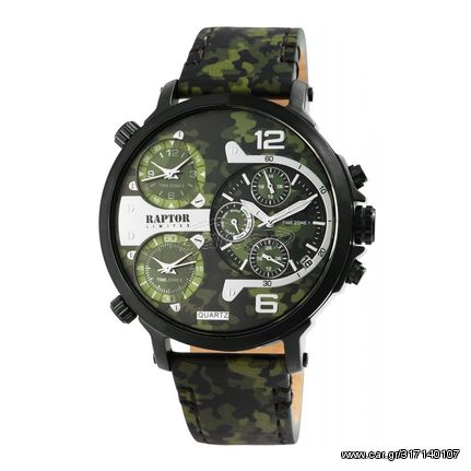 Raptor Limited Maxx, Men's Watch, Green / Black Leather Strap RA20130-011