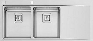 Ένθετος Νεροχύτης, Olynthos 2B 1D LH Inox Brushed, 116x52cm, Pyramis