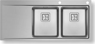 Ένθετος Νεροχύτης, Olynthos 2B 1D RH Inox Brushed, 116x52cm, Pyramis