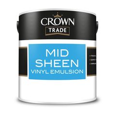 Πλαστικό Χρώμα Λευκό Σατινέ  Mid Sheen Trade Emulsion 2,5L Crown