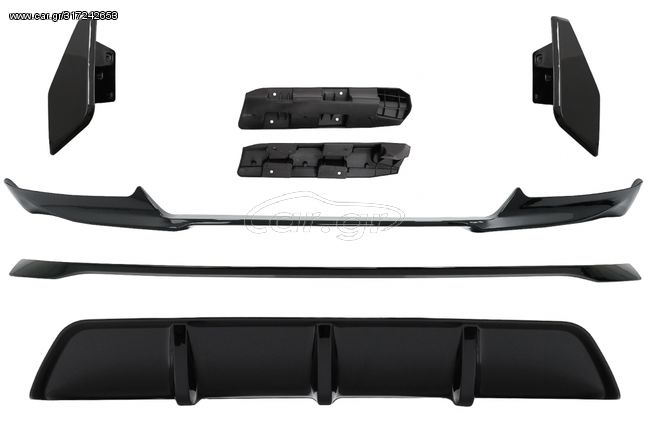 ΕΜΠΡΟΣΘΙΟ και ΟΠΙΣΘΙΟ SPOILER – Body Kit Front Bumper Lip and Air Diffuser for BMW X6 (F16) (2015-up) Aero Package M Technik Sport Piano Black