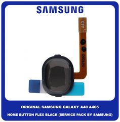 Original Γνήσιο Samsung Galaxy A40 A405 (SM-A405F, SM-A405FN, SM-A405FM, SM-A405S, SM-A405FN/DS, SM-A405F/DS, SM-A405FM/DS) Κεντρικό Κουμπί Πλήκτρο Home Button + Flex Cable Black Μαύρο GH96-12484A (Se