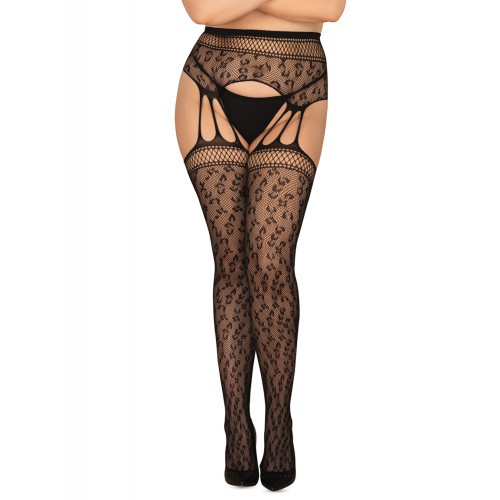 Plus Size Obsessive Leopard Garter Stocking