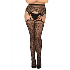 Plus Size Obsessive Leopard Garter Stocking