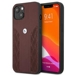 BMW Leather Curve Perforate Case for iPhone 13 mini - Red-thumb-0