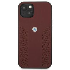 BMW Leather Curve Perforate Case for iPhone 13 mini - Red-thumb-1