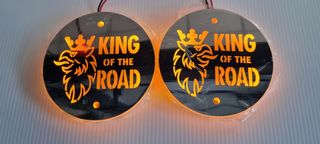 Σετ Διακοσμητικό Έμβλημα LED KING OF THE ROAD  Ø100mm - 24V - Πορτοκαλί - 2 τμχ