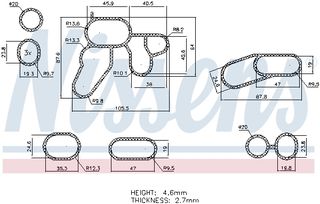 Σετ στεγανοπ., ψυγείο λαδιού NISSENS 9070005