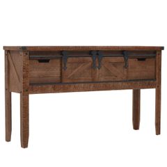 vidaXL Τραπέζι Κονσόλα Καφέ 131 x 35,5 x 75 εκ. από Μασίφ Ξύλο Ελάτης
