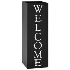 vidaXL Ομπρελοθήκη με Σχέδιο «Welcome» Μαύρη Ατσάλινη