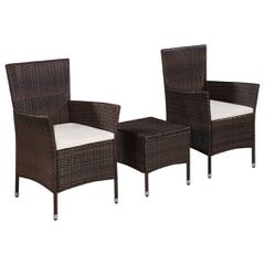 vidaXL Σετ Επίπλων Bistro 3 Τεμαχίων Καφέ από Συνθετικό Ρατάν