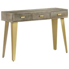 vidaXL Τραπέζι Κονσόλα Γκρι / Μπρονζέ 110x35x76 εκ. Μασίφ Ξύλο Μάνγκο