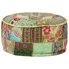 vidaXL Πουφ Patchwork Στρογγυλό Χειροποίητο Πράσινο 40x20 εκ. Βαμβάκι