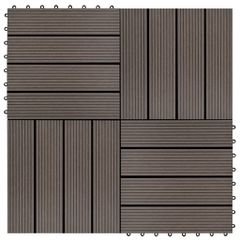 vidaXL Πλακάκια Deck 11 τεμ. Σκούρο Καφέ 30 x 30 εκ. 1 μ² από WPC