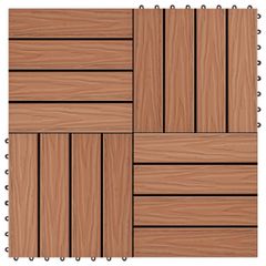 vidaXL Πλακάκια Deck 11 τεμ. Ανάγλυφα Ανοιχτό Καφέ 30x30 εκ. 1 μ² WPC