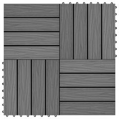 vidaXL Πλακάκια Deck 11 τεμ. Ανάγλυφα Γκρι 30x30 εκ. 1 μ² WPC