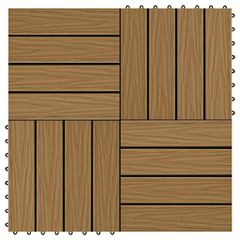 vidaXL Πλακάκια Deck 11 τεμ. Ανάγλυφα Χρώμα Teak 30x30 εκ. 1 μ² WPC