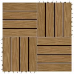 vidaXL Πλακάκια Deck 11 τεμ. Ανάγλυφα Χρώμα Teak 30x30 εκ. 1 μ² WPC