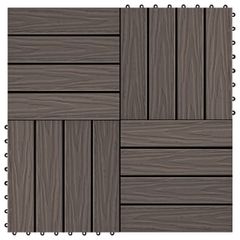 vidaXL Πλακάκια Deck 11 τεμ. Ανάγλυφα Σκούρο Καφέ 30x30 εκ. 1 μ² WPC